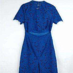 NEW Diane von Furstenberg DVF 06 Dress Alma French Blue Cut Out Back Lace